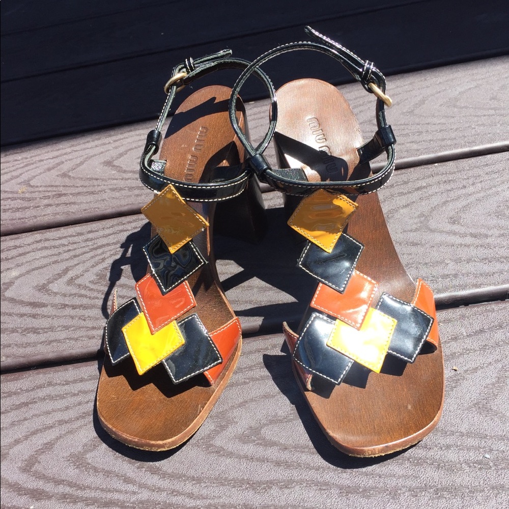Miu Miu 37.5 Super Cool Diamond Pattern Heels